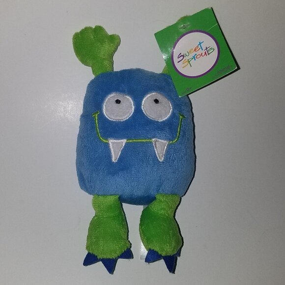 Sweet Sprouts Monster Alien Plush Blue Green 7" Animal Adventure 2013 Lovey TAG - Picture 1 of 8